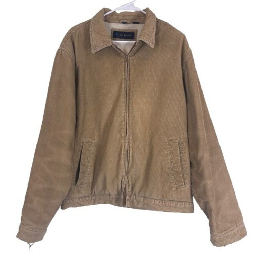 Club Room Tan Corduroy Sherpa Lined Harrington Jacket Workwear‎ Tan Mens Large